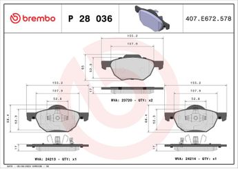 Fren Disk Balata Ön BREMBO P 28 036  45022SEAE01 45022SEAEZ1