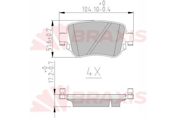 Fren Disk Balata Arka Volkswagen Sharan (7N2)(04.2015->2022)  BRAXIS AA0621
