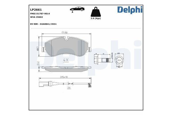 Fren Disk Balata Ön veya Arka Ford Transit Custom P.Van (TTF)(2012->)  DELPHI LP2661