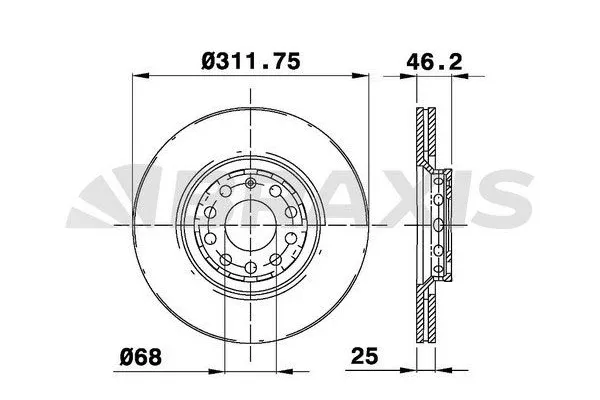 Fren Disk Ayna Ön Sağ ve Sol Audi A4 Sedan (8E)(04.2003->)  BRAXIS AE0077
