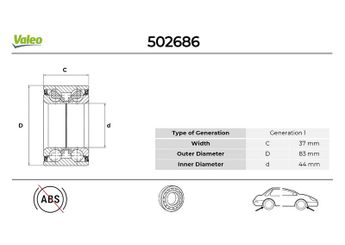 Teker Rulmanı Ön veya Arka Sağ veya Sol VALEO 502686  1330512080 1311506080 332640 ANR586 ANR5861