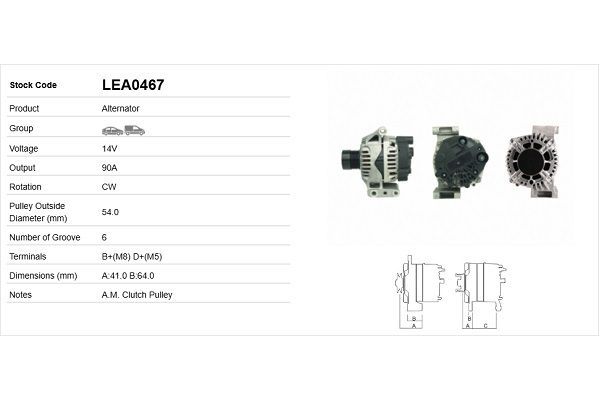 Alternatör  Fiat Doblo (119) Panorama (01.2001->)  LUCAS ELEKTRIK LEA0467