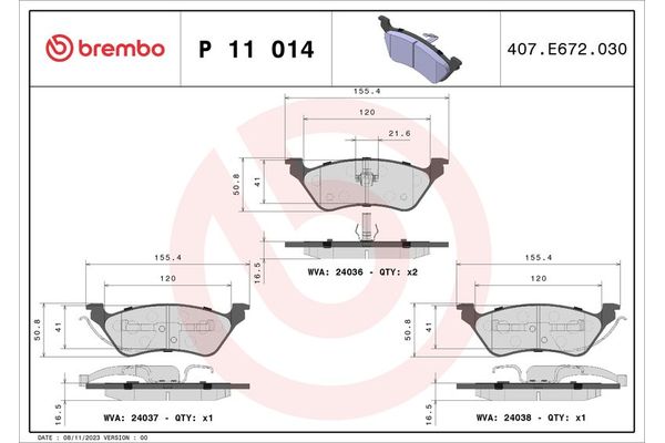 Fren Disk Balata Arka BREMBO P 11 014