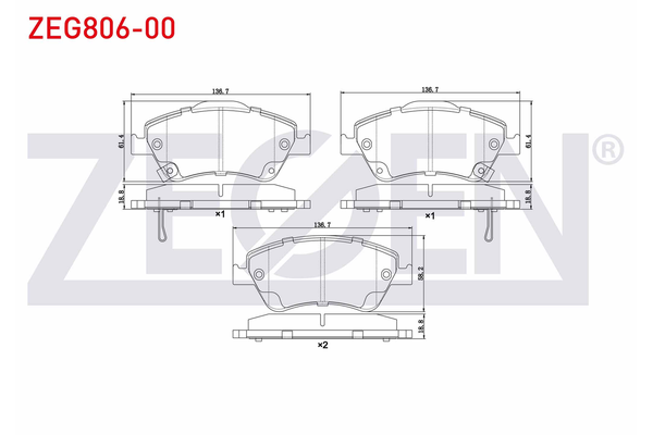 Fren Disk Balata Ön Toyota Auris (E15)(10.2006->)  ZEGEN ZEG806-00