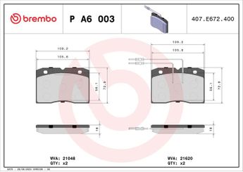 Fren Disk Balata Ön BREMBO P A6 003  1902292 4432481