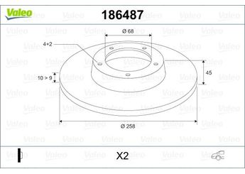 Fren Disk Ayna Arka Sağ ve Sol VALEO 186487  432065M311 4320699J01 43206-5M311 4320688E03 43206-88E03 4320699J00 43206-99J00 43206-99J01