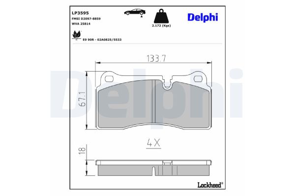 Fren Disk Balata Arka BMW M2 Serisi Coupe (F87)(2015->)  DELPHI LP3595