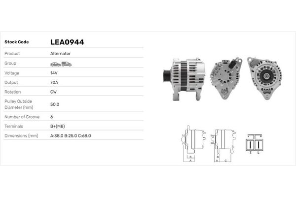 Alternatör  Nissan Micra (K11)(02.1998->)  LUCAS ELEKTRIK LEA0944