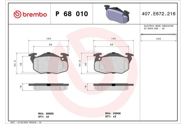 Fren Disk Balata Ön Peugeot 305 (11.1977->)  BREMBO P 68 010