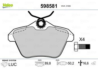 Fren Disk Balata Arka VALEO 598581  71712910 77362257 9945775 0009945775 71752987 9948577 77362343 9946568 9947916