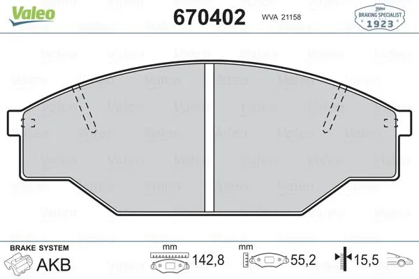 Fren Disk Balata Ön Toyota Hilux (N85/145/150)(1989->)  VALEO 670402