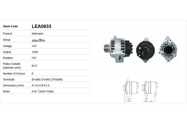 Alternatör  LUCAS ELEKTRIK LEA0633