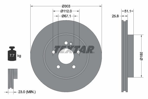 Fren Disk Ayna Ön Sağ ve Sol Mercedes ML -Serisi (BM 163)(09.1997->)  TEXTAR 92089905
