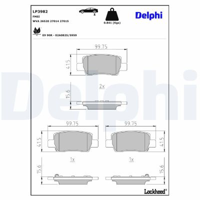 Fren Disk Balata Arka Hyundai Kona (SX2)(05.2023->)  DELPHI LP3982