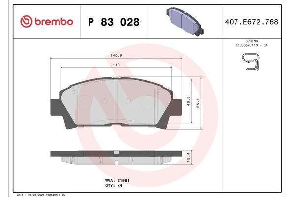 Fren Disk Balata Ön Toyota Carina (T19)(1992->)  BREMBO P 83 028