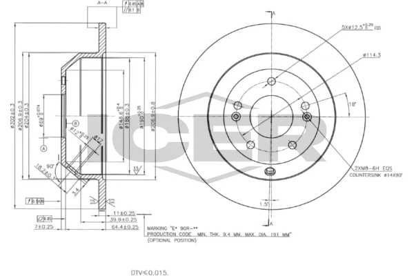 Fren Disk Ayna Arka Sağ ve Sol Hyundai Santa Fe (DM)(2012->)  AYD 50455
