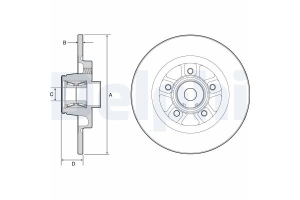Fren Disk Ayna Arka Sağ ve Sol Renault Kangoo (F/KW0)(01.2008->)  DELPHI BG9113RS
