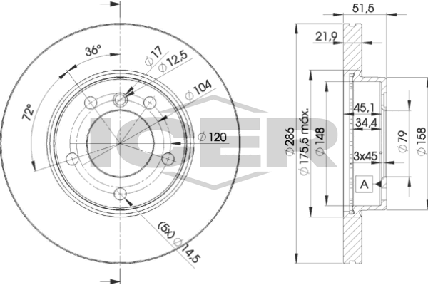Fren Disk Ayna Ön Sağ ve Sol BMW 3 Serisi Cabrio (E46)(2000->)  AP B2381VR