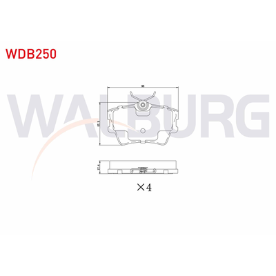 Fren Disk Balata Arka Mitsubishi Colt 5 Kapı (Z30)(2008->)  WALBURG WDB250