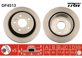 Fren Disk Ayna Arka Sağ ve Sol TRW DF4513  1244230612 1244231012 124423101264 124 423 06 12 124 423 10 12 A1244230612 A 124 423 06 12 A1244231012 A 124 423 10 12 A124423101264