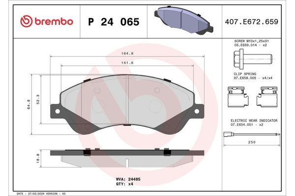 Fren Disk Balata Ön Ford Transit Kombi (TT9)(2006->)  BREMBO P 24 065