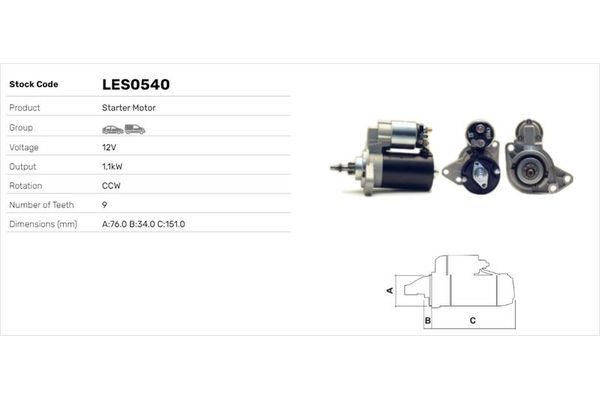 Marş Dinamosu  Volkswagen Jetta I (161/163)(08.1979->1981)  LUCAS ELEKTRIK LES0540