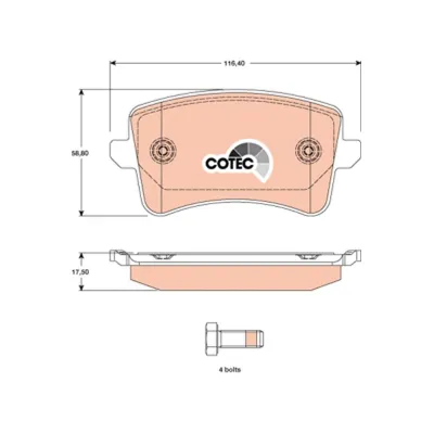 Fren Disk Balata Arka Audi A4 Avant (8K5)(04.2008->)  TRW GDB1765
