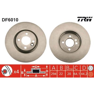 Fren Disk Ayna Ön Sağ ve Sol MINI Cabrio (R57)(2008->)  TRW DF6010