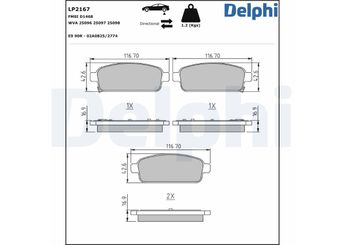 Fren Disk Balata Arka DELPHI LP2167  LP2167 13300867 13319294 13411380 13411383 133192294 13319293 13404405 13473427 13473428 20918873 95516192 13417473 13473429 1605140 1605168 1605170 1605176 1605180 1605262 1605266 1605294 1605295 1605296 1680880080 542039 542040 95516196 95530021 95530022
