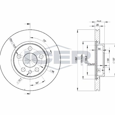 Fren Disk Ayna Ön Sağ ve Sol Fiat Scudo (222)(01.2004->)  KALE BALATA TFD00078