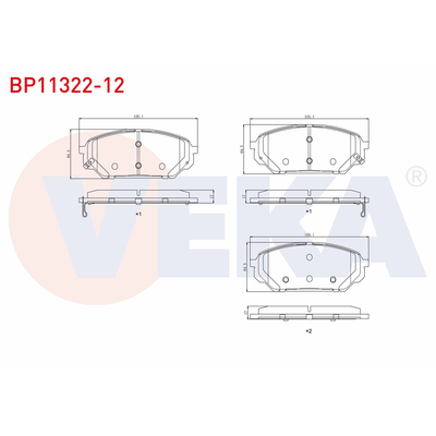 Fren Disk Balata Ön Hyundai ix55 (EN)(2009->)  VEKA BP11322-12