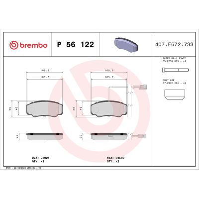 Fren Disk Balata Arka BREMBO P 56 122