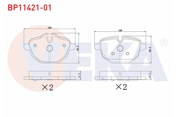 Fren Disk Balata Arka BMW X4 Serisi (G02)(04.2018->)  VEKA BP11421-01