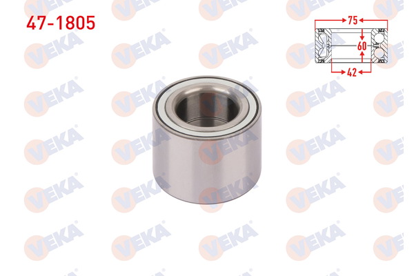 Teker Rulmanı Arka Sağ veya Sol Fiat Ducato P.Van 11 (03.2002->)  VEKA 47-1805