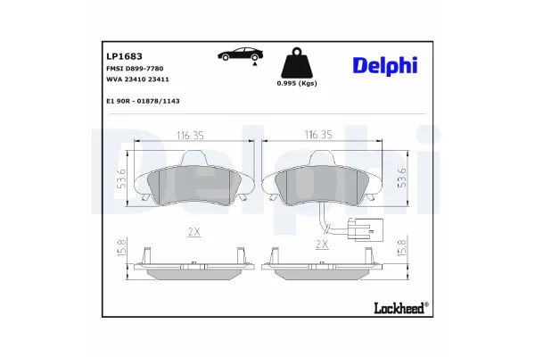 Fren Disk Balata Arka Ford Mondeo 4/5 Kapı (GD)(1997->)  DELPHI LP1683