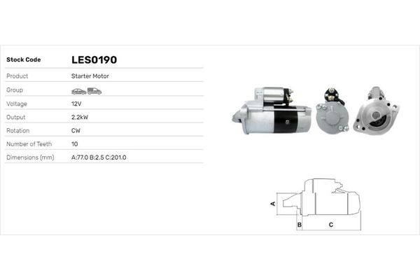 Marş Dinamosu  Mitsubishi L200 (KA0/KB0)(2006->)  LUCAS ELEKTRIK LES0190