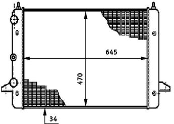 Su Radyatörü  MAHLE CR 639 000S  1300301 1022614 7211894 7258108 7M0121253D 97VW8005AA 95VW8005BA 95VW8005BB