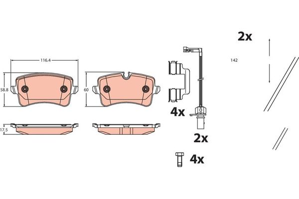Fren Disk Balata Arka Audi RS 6 Avant (4GD)(09.2014->)  TRW GDB2464