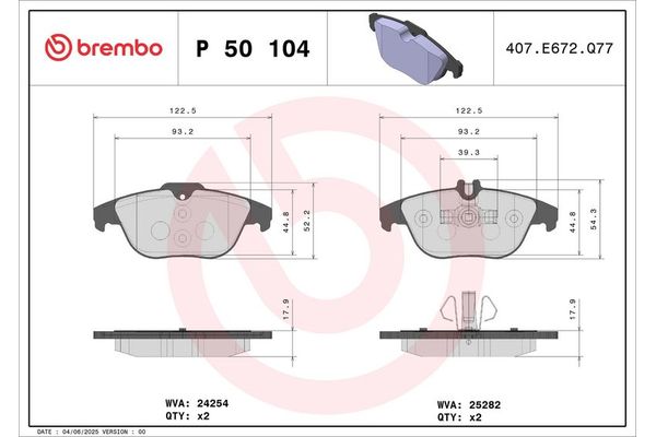 Fren Disk Balata Arka BREMBO P 50 104