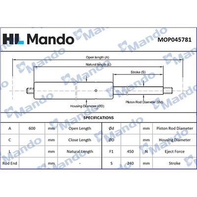 Bagaj Amortisörü Sağ veya Sol MANDO MOP045781
