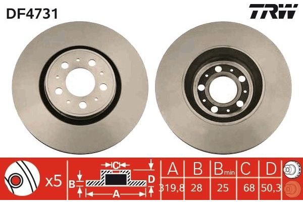 Fren Disk Ayna Ön Sağ ve Sol Volvo V70 S.Wagon [Combi] (01.2000->)  LPR V1006V