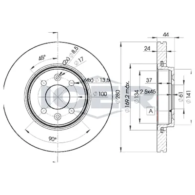 Fren Disk Ayna Ön Sağ ve Sol Renault Clio V (08.2019->)  MGA 50408