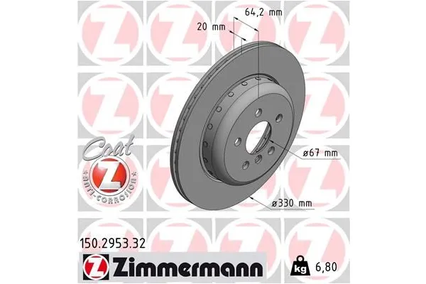 Fren Disk Ayna Arka Sağ BMW 3 Serisi Touring (G21N)(07.2022->)  ZIMMERMANN 150.2953.32