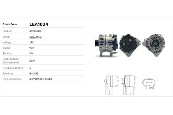 Alternatör  Seat Ibiza (6L1)(04.2002->)  LUCAS ELEKTRIK LEA1034