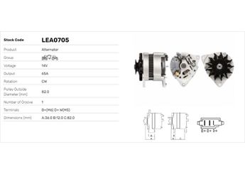 Alternatör  LUCAS ELEKTRIK LEA0705  46446700 836664037 836664064 836666723 D46446700 V836666723 VPF8085