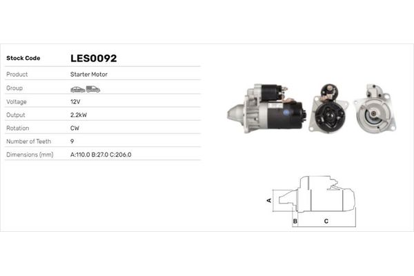 Marş Dinamosu  LUCAS ELEKTRIK LES0092