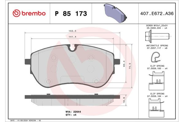 Fren Disk Balata Ön Volkswagen Transporter Multivan (ST)(10.2021->)  BREMBO P 85 173