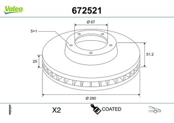 Fren Disk Ayna Ön Sağ ve Sol VALEO 672521  2464210012 246421001207 2464211112 A2464210012 A246421001207 A2464211112