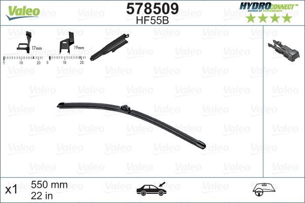 Silecek Süpürgesi Ön Muz Tip 550 mm - 22 inç Citroen C5 Tourer (04.2008->)  VALEO 578509