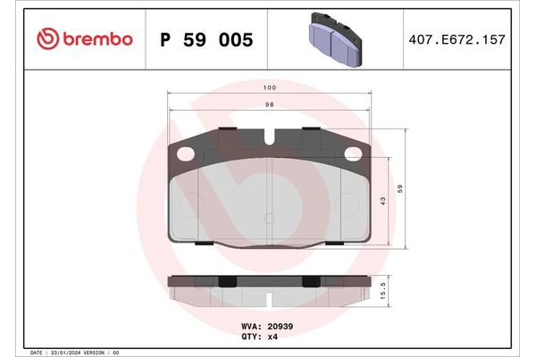 Fren Disk Balata Ön Opel Rekord E (1977->)  BREMBO P 59 005